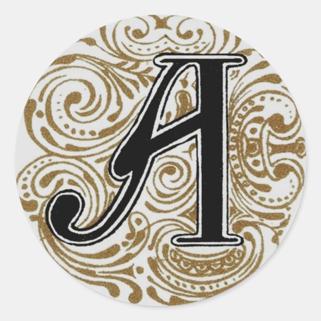 Monogramm "A" in Gold - Aufkleber (Vorderseite)