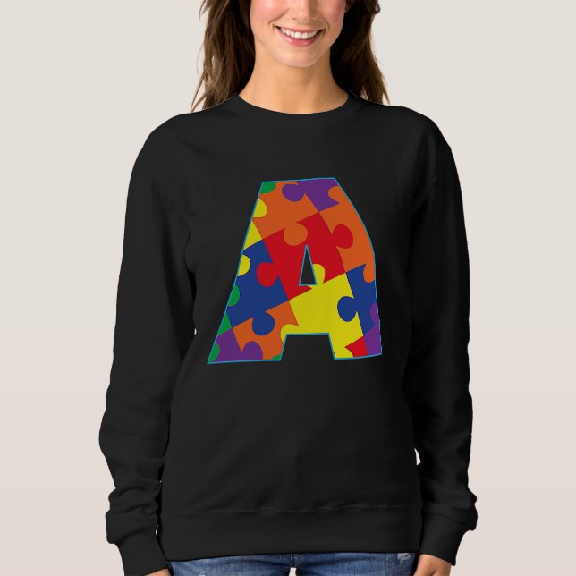 Monogramm A in mehrfarbigen Puzzleteilen Sweatshirt (Vorderseite)