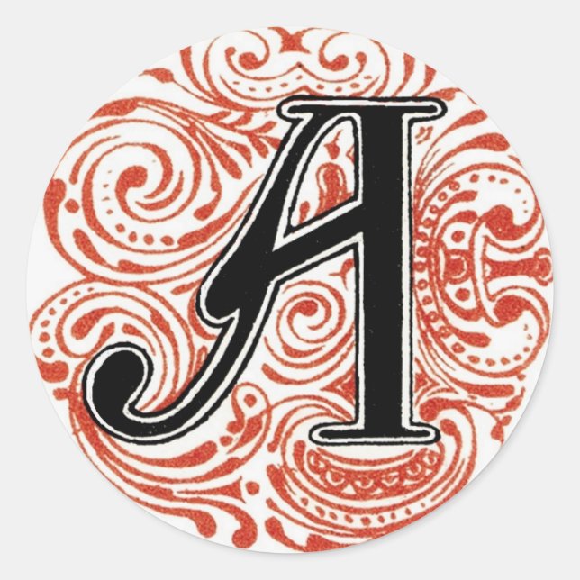 Monogramm "A" in Rot - Aufkleber (Vorderseite)