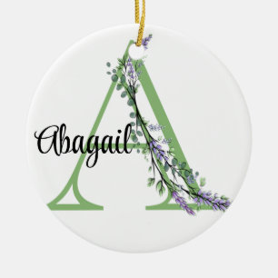 Monogramm-A-Lavendel-Eukalyptus-Kinderzimmer Keramik Ornament