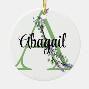 Monogramm-A-Lavendel-Eukalyptus-Kinderzimmer Keramik Ornament