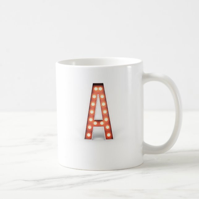 Monogramm A Marquee-Leuchten Tasse (Rechts)