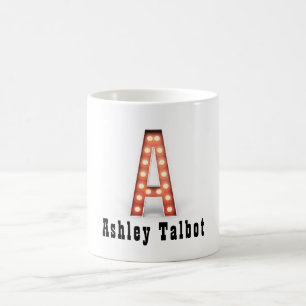 Monogramm A Marquee Lichter Personalisiert Kaffeetasse