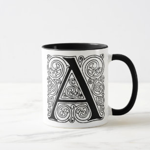 Monogramm 'A' mit Schwüngen - Tasse