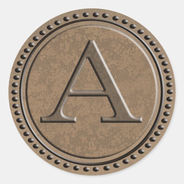 Monogramm A Runder Aufkleber (Vorderseite)