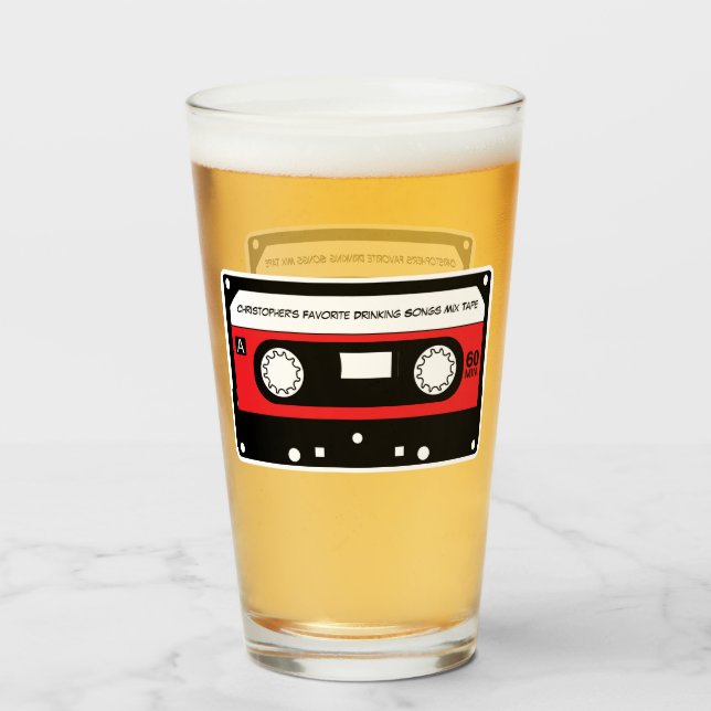 Monogramm Abschluss Graduate Retro Song Mix Tape Glas (Rückseite (gefüllt))