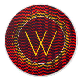 Monogramm abstrakt geometrischer Rot- und Schwarze Keramikknauf