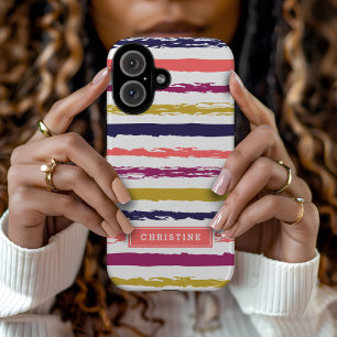 Monogramm abstrakt gestrichene Streifen iPhone 16 Hülle