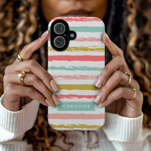 Monogramm abstrakt gestrichene Streifen iPhone 16 Hülle