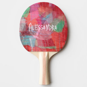 Monogramm abstrakt rot pink Mädchen-Style hübsch Tischtennis Schläger