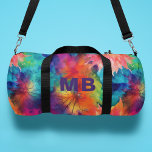 Monogramm Abstrakte Wasserfarbe Personalisiert Duffle Bag<br><div class="desc">Monogram Abstrakt Watercolor Personalisiert Name Duffle Bag zeichnet sich durch ein buntes, regenbogenfarbenes abstraktes Aquarellmuster in Blau, Grün, lila, Rot, Orange und Gelb aus, mit Ihrem personalisierten Monogramm in moderner Typografie. Ideal für Sport, Gymnastik, Reisen und vieles mehr. Ein großartiges personalisiertes Geschenk für Familie und Freunde. Designed by ©2024 Evco...</div>