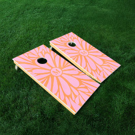 Monogramm abstraktes Blumenmuster orange/pink