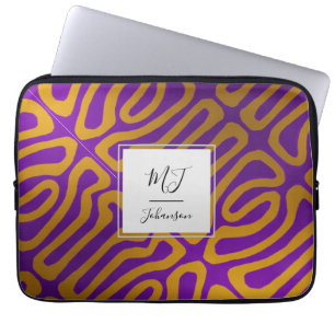 Monogramm Abstraktes Eggplant Lila Gold Laptopschutzhülle