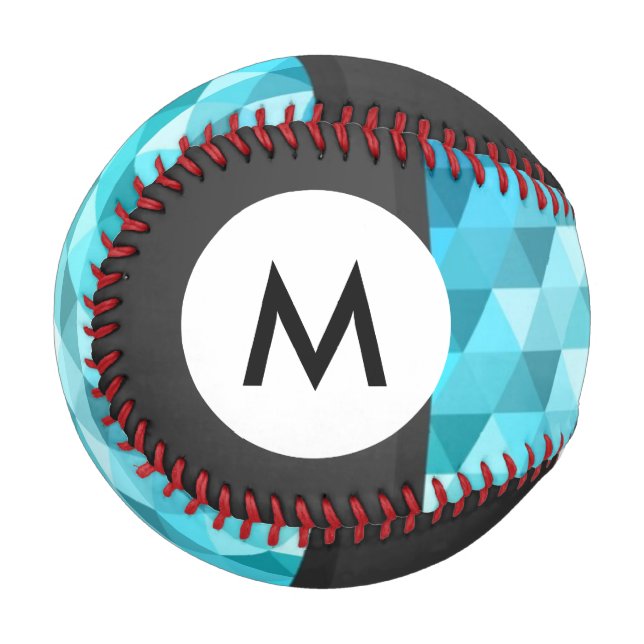 Monogramm Abstraktes Mosaikmuster Baseball (Vorderseite Links)