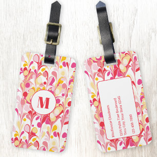 Monogramm Abstraktes Muster rosa marmoriert Gepäckanhänger