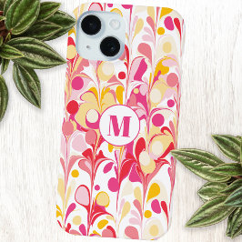 Monogramm Abstraktes Muster rosa Marmorretusche Case-Mate iPhone Hülle