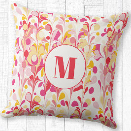 Monogramm Abstraktes Retro-Marmormuster Kissen