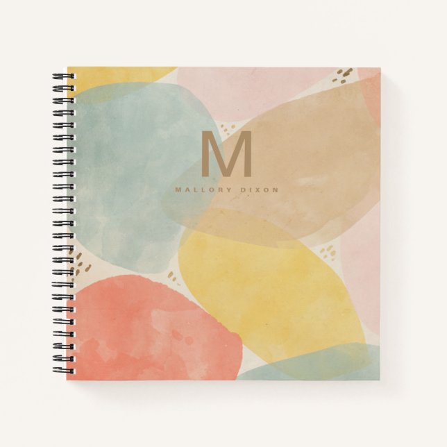 Monogramm Abstraktes Sketchbook mit Name Notizbuch (Vorderseite)