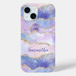 Monogramm-Achat-Glitter-Trend Blau Pink Lila Case-Mate iPhone Hülle