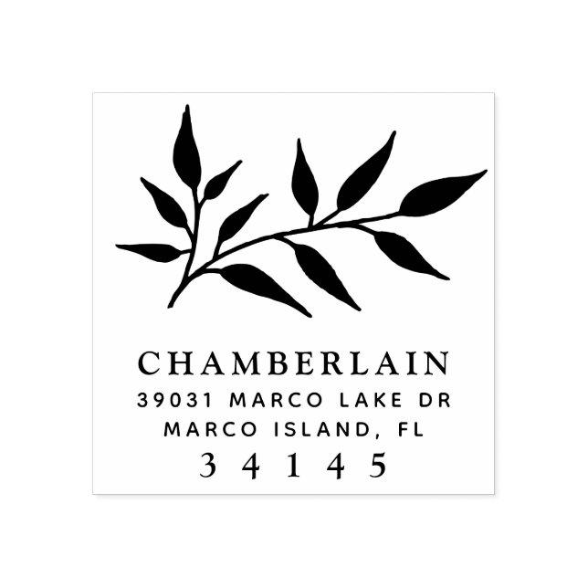 Monogramm-Adresse des handgezeichneten botanischen Gummistempel (Prägung)