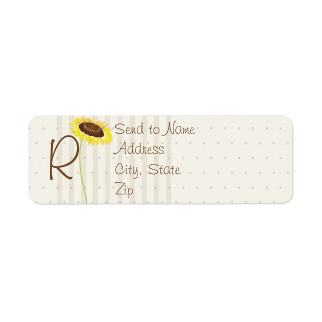 Monogramm-Adresse für Sonnenblumen und Streifen (Vorne)
