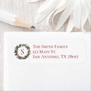 Monogramm-Adresse für Weihnachten mit Stechpalme