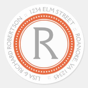Monogramm-Adressen-Aufkleber Runder Aufkleber