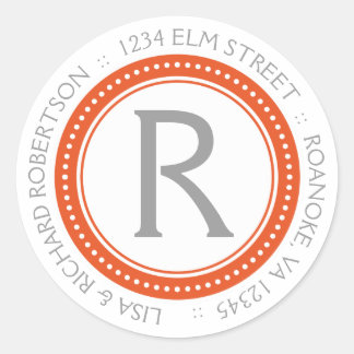 Monogramm-Adressenkleber Runder Aufkleber