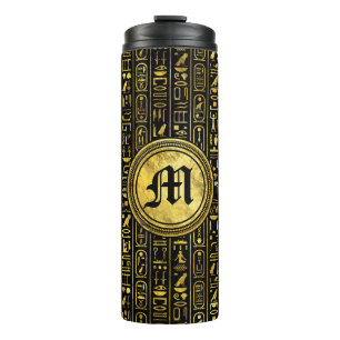 Monogramm-ägyptische alte Goldhieroglyphen Thermosbecher