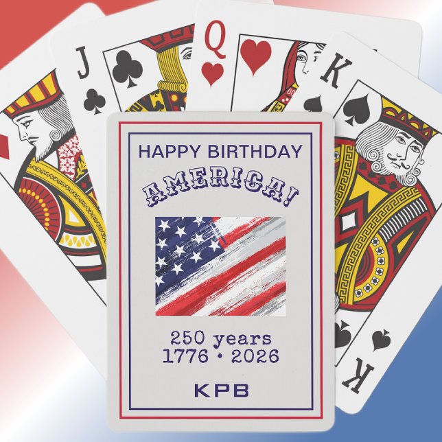 Monogramm Alles Gute zum Geburtstag Amerika Rustik Spielkarten (Von Creator hochgeladen)