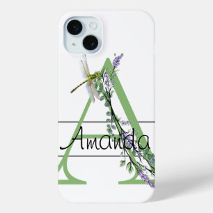 Monogramm Alphabet A Lavendel Eukalyptus Dragonfly Case-Mate iPhone Hülle
