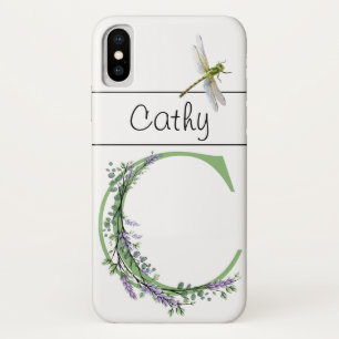 Monogramm Alphabet C Lavendel Eukalyptus Dragonfly Case-Mate iPhone Hülle