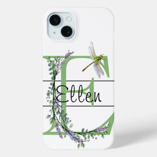 Monogramm Alphabet E Lavender Eukalyptus Dragonfly Case-Mate iPhone Hülle
