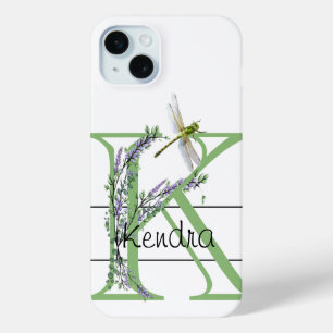 Monogramm Alphabet K Lavender Eukalyptus Dragonfly Case-Mate iPhone Hülle
