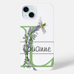 Monogramm Alphabet L Lavender Eukalyptus Dragonfly Case-Mate iPhone Hülle