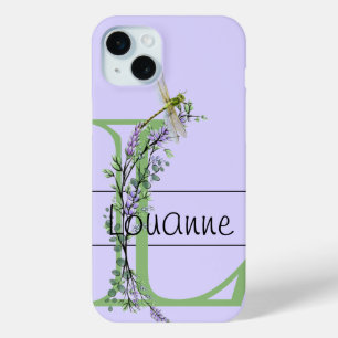 Monogramm Alphabet L Lavender Eukalyptus Dragonfly Case-Mate iPhone Hülle