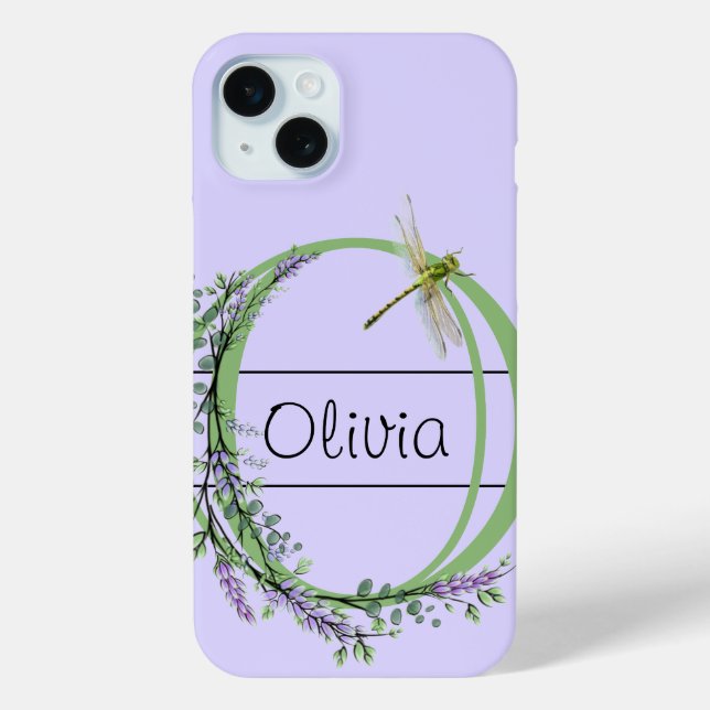 Monogramm Alphabet O Lavender Eukalyptus Dragonfly Case-Mate iPhone Hülle (Rückseite)