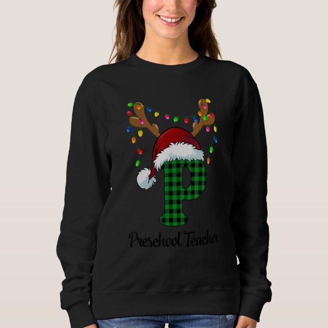 Monogramm Alphabet Preschool Teacher Christmas Rei Sweatshirt (Vorderseite)