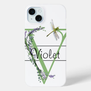 Monogramm Alphabet V Lavendel Eukalyptus Dragonfly Case-Mate iPhone Hülle
