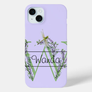 Monogramm-Alphabet W Lavender Eukalyptus Dragonfly Case-Mate iPhone Hülle