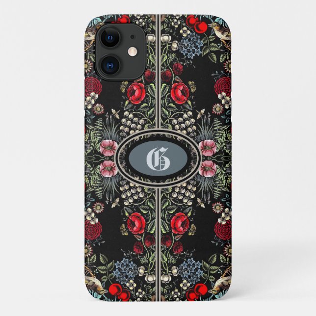 Monogramm alter Blumengarten Case-Mate iPhone Hülle (Rückseite)