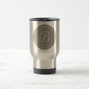 Monogramm Aluminium Silbergrau/Weißer Punkt Reisebecher