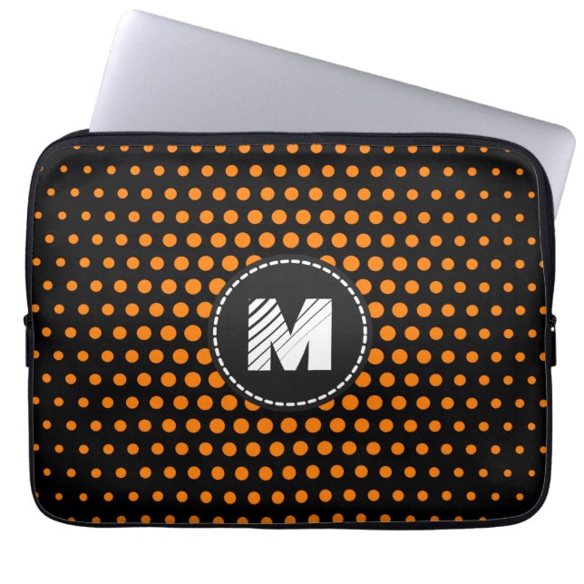 Monogramm Amber (SAE-ECE) Techno Dots Modern Laptopschutzhülle (Vorderseite)