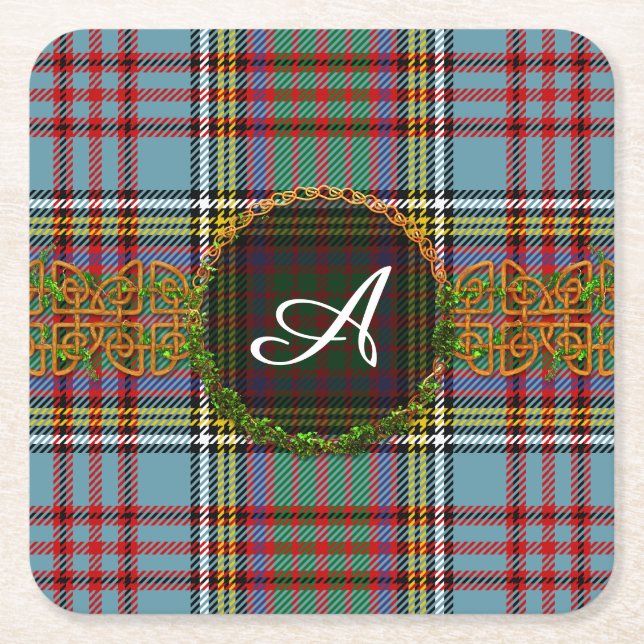 Monogramm-AndersonTartan Rechteckiger Pappuntersetzer (Vorderseite)