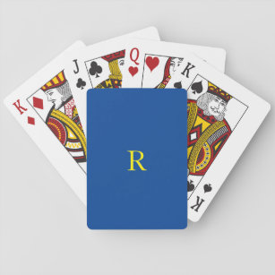 Monogramm anfänglich blau gelb, farbiges, leuchten spielkarten