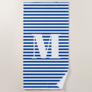 Monogramm anfänglich blaue Streifen nautisch Strandtuch