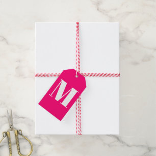 Monogramm anfänglich heiß rosa fuchsienweiß geschenkanhänger