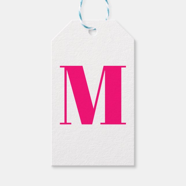 Monogramm, anfänglich pink fuchsia weiß geschenkanhänger (Vorderseite)