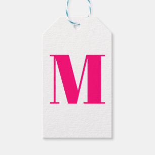 Monogramm anfänglich rosa Fuchsia weiß Geschenkanhänger