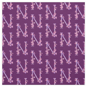 Monogramm anfängliche N lila Orchideenfarbe Stoff